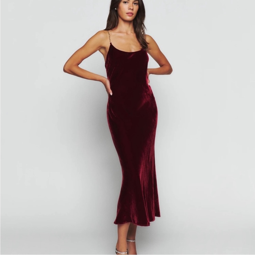 Reformation Red Velvet Ady Dress